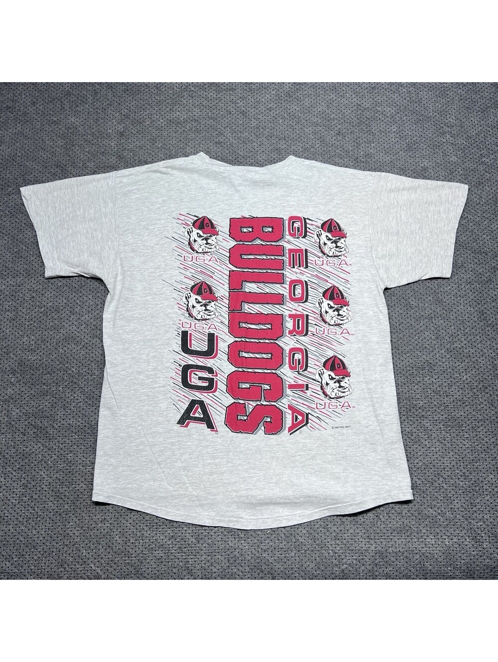 Vintage 1992 University Of Georgia Bulldogs T-Shirt XL RARE MENS GRAY POCKET